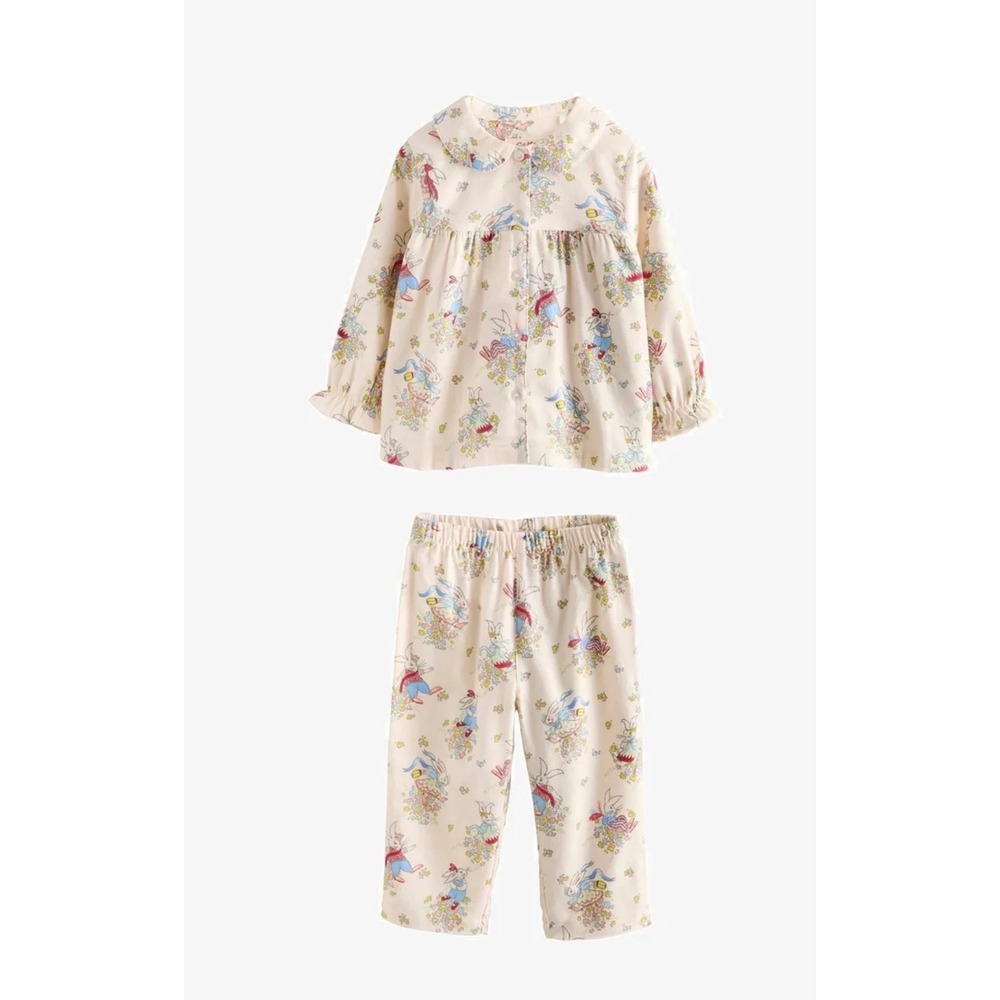 Cath Kids London Easter Bunny Floral Pajama Set Ecru White 9-12M NWT